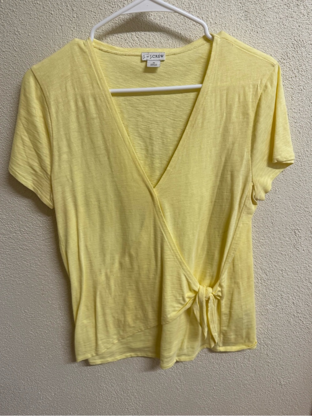J. Crew Yellow Short-Sleeve Wrap Tie Top